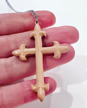 Load image into Gallery viewer, Vintage Celtic Wooden Cross Pendant Necklace - Chinoiserie jewelry
