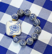 Load image into Gallery viewer, Chinoiserie Peony Focal Bead Bracelet - Chinoiserie jewelry