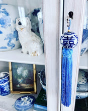 Load image into Gallery viewer, Blue & White Chinoiserie Decorative Tassel - Chinoiserie jewelry