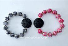 Load image into Gallery viewer, Red & Black Chinoiserie Cinnabar Focal Bead Bracelet - Chinoiserie jewelry