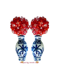 Load image into Gallery viewer, Chinoiserie Red Hydrangea Blossom Earrings - Chinoiserie jewelry