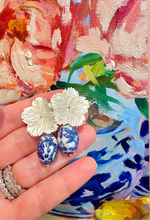 Load image into Gallery viewer, Chinoiserie Floral MOP Drop Earrings - Chinoiserie jewelry