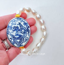 Load image into Gallery viewer, Pearl Chinoiserie Focal Bead Statement Bracelet - Chinoiserie jewelry
