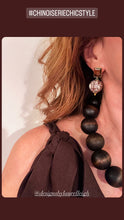 Load image into Gallery viewer, Brown Quartz Chinoiserie Double Happiness Earrings - Chinoiserie jewelry