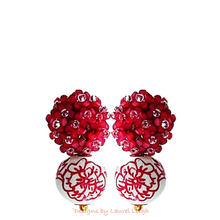Load image into Gallery viewer, Chinoiserie Red Hydrangea Blossom Peony Earrings - Chinoiserie jewelry