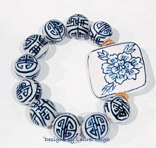 Load image into Gallery viewer, Chinoiserie Peony Focal Bead Bracelet - Chinoiserie jewelry