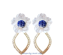 Load image into Gallery viewer, Gold Scalloped Floral Chinoiserie Earrings - Chinoiserie jewelry