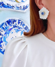 Load image into Gallery viewer, Medium Floral Chinoiserie Coin Bead Earrings - Chinoiserie jewelry