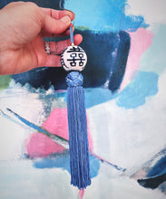 Load image into Gallery viewer, Blue & White Chinoiserie Decorative Tassel - Chinoiserie jewelry