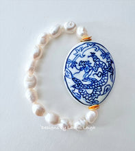 Load image into Gallery viewer, Pearl Chinoiserie Focal Bead Statement Bracelet - Chinoiserie jewelry