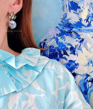 Load image into Gallery viewer, Light Blue Gemstone Chinoiserie Earrings - Chinoiserie jewelry