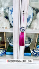 Load image into Gallery viewer, Fuchsia Decorative Blue &amp; White Chinoiserie Tassel - Chinoiserie jewelry