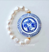 Load image into Gallery viewer, Pearl Chinoiserie Focal Bead Statement Bracelet - Chinoiserie jewelry