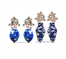 Load image into Gallery viewer, Chinoiserie Gold Hydrangea Blossom Earrings - Chinoiserie jewelry