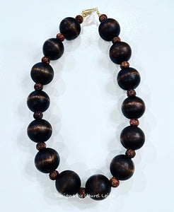 Chunky Brown Necklace - Chinoiserie jewelry