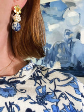 Load image into Gallery viewer, Chinoiserie Floral Pearl Cluster Earrings - Chinoiserie jewelry