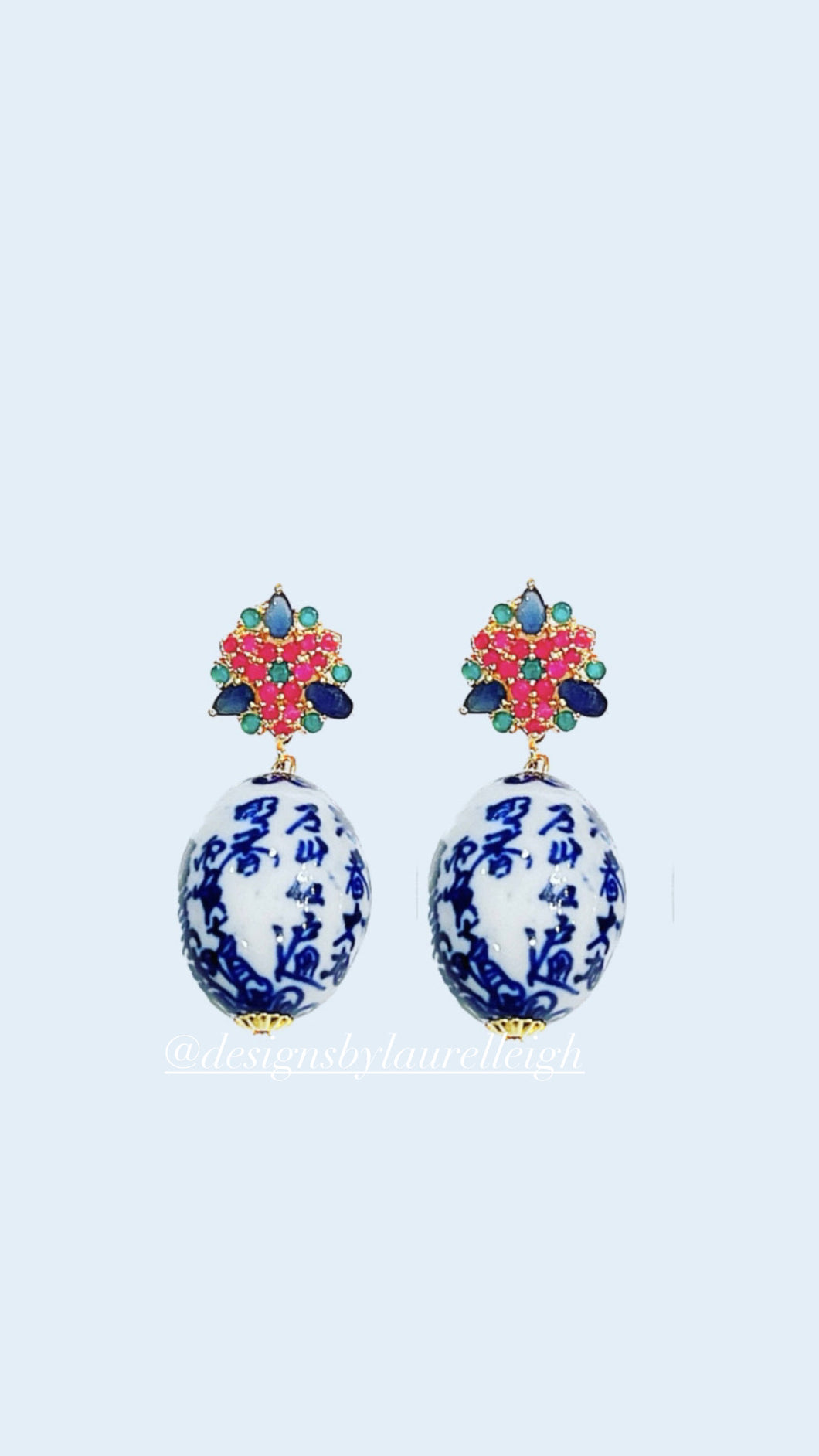 Chinoiserie Multicolor Gemstone Bouquet Earrings - Chinoiserie jewelry