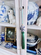 Load image into Gallery viewer, Chinoiserie Decorative Tassel Green, Blue & White - Chinoiserie jewelry