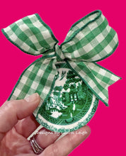 Load image into Gallery viewer, Chinoiserie Ornament - 3” Green Blue Willow Plate - Chinoiserie jewelry