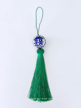 Load image into Gallery viewer, Chinoiserie Decorative Tassel Green, Blue & White - Chinoiserie jewelry