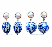 Load image into Gallery viewer, Chinoiserie Vintage Bead Pearl Post Earrings - Chinoiserie jewelry