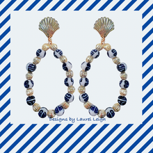 Load image into Gallery viewer, Chinoiserie Gold Shell Oval Hoops - Chinoiserie jewelry
