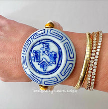 Load image into Gallery viewer, Pearl Chinoiserie Focal Bead Statement Bracelet - Chinoiserie jewelry