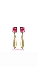 Load image into Gallery viewer, Pink Gemstone Gold Teardrop Earrings - Chinoiserie jewelry