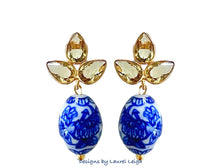 Load image into Gallery viewer, Yellow Gemstone Chinoiserie Earrings - Chinoiserie jewelry