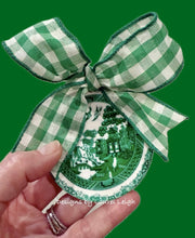 Load image into Gallery viewer, Chinoiserie Ornament - 3” Green Blue Willow Plate - Chinoiserie jewelry