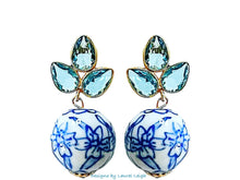 Load image into Gallery viewer, Light Blue Gemstone Chinoiserie Earrings - Chinoiserie jewelry