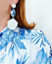 Load image into Gallery viewer, Chinoiserie Pearl Shell Drop Earrings - Chinoiserie jewelry