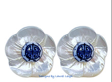 Load image into Gallery viewer, Small Floral Chinoiserie Coin Bead Earrings - Chinoiserie jewelry
