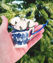 Load image into Gallery viewer, Blue Willow Pitcher Peony Flower Ornament - Chinoiserie jewelry