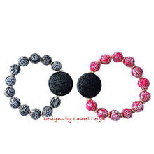 Load image into Gallery viewer, Red & Black Chinoiserie Cinnabar Focal Bead Bracelet - Chinoiserie jewelry