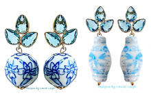 Load image into Gallery viewer, Light Blue Gemstone Chinoiserie Earrings - Chinoiserie jewelry