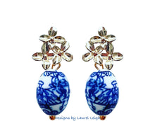 Load image into Gallery viewer, Chinoiserie Gold Hydrangea Blossom Earrings - Chinoiserie jewelry