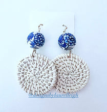 Load image into Gallery viewer, Chinoiserie Rattan Peony Earrings - Chinoiserie jewelry