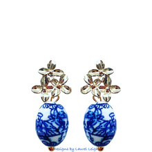 Load image into Gallery viewer, Chinoiserie Gold Hydrangea Blossom Earrings - Chinoiserie jewelry