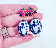 Load image into Gallery viewer, Chinoiserie Multicolor Gemstone Bouquet Earrings - Chinoiserie jewelry