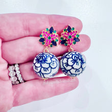 Load image into Gallery viewer, Chinoiserie Multicolor Gemstone Bouquet Earrings - Chinoiserie jewelry