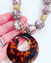 Load image into Gallery viewer, Brown & White Chinoiserie Tortoise Pendant Necklace - Chinoiserie jewelry