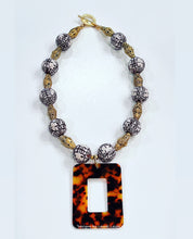 Load image into Gallery viewer, Brown & White Chinoiserie Tortoise Pendant Necklace - Chinoiserie jewelry