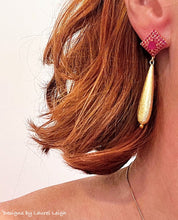 Load image into Gallery viewer, Pink Gemstone Gold Teardrop Earrings - Chinoiserie jewelry