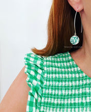 Load image into Gallery viewer, Green & White Chinoiserie Drop Earrings - Chinoiserie jewelry