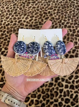 Load image into Gallery viewer, Rattan Chinoiserie Fan Earrings - Chinoiserie jewelry