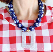 Load image into Gallery viewer, Chinoiserie Double Happiness Tortoise Shell Pendant Statement Necklace - White or Brown - Ginger jar