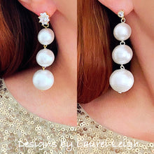 Load image into Gallery viewer, Rhinestone & Graduated Cotton Pearl Bonbon Drop Earrings - 2 Styles - Ginger jar