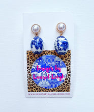 Load image into Gallery viewer, Chinoiserie Pearl Post Earrings - Chinoiserie jewelry