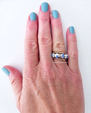 Load image into Gallery viewer, Blue & White Chinoiserie Floral Beaded Ring - Chinoiserie jewelry